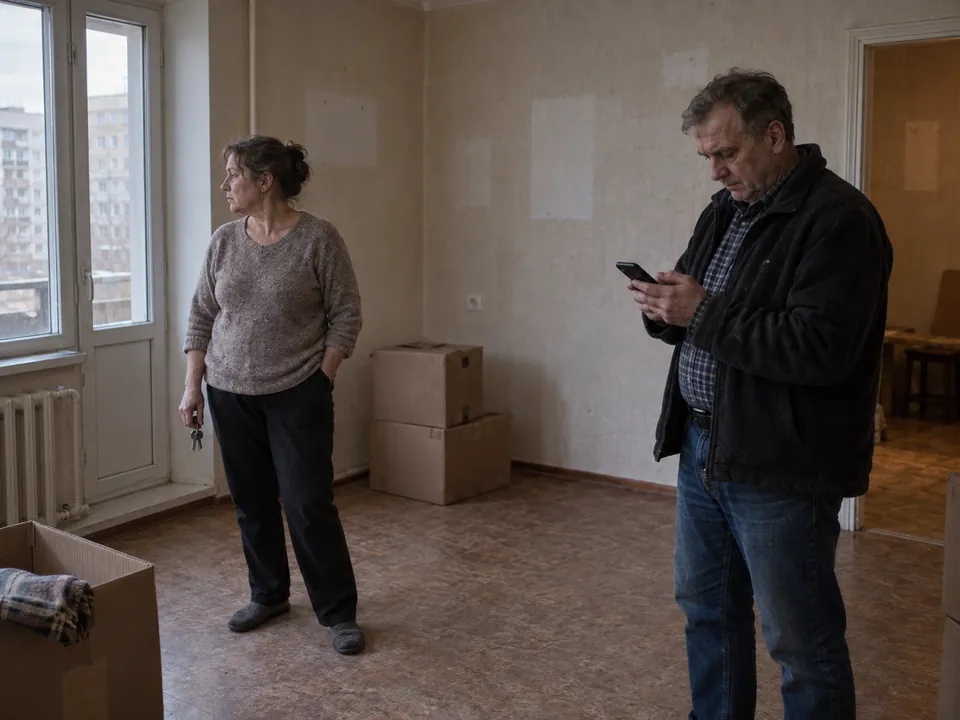Пара в пустой квартире, которую не могут продать